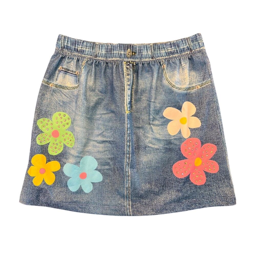 NWOT Sara Sara Faux Denim Flower Skirt, Girls Size 5